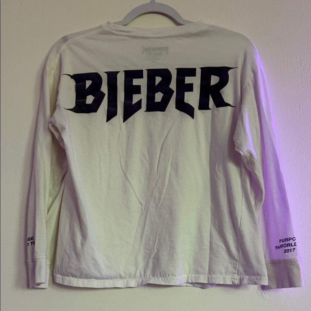 Justin Bieber tour, White Long Sleeve  Shirt